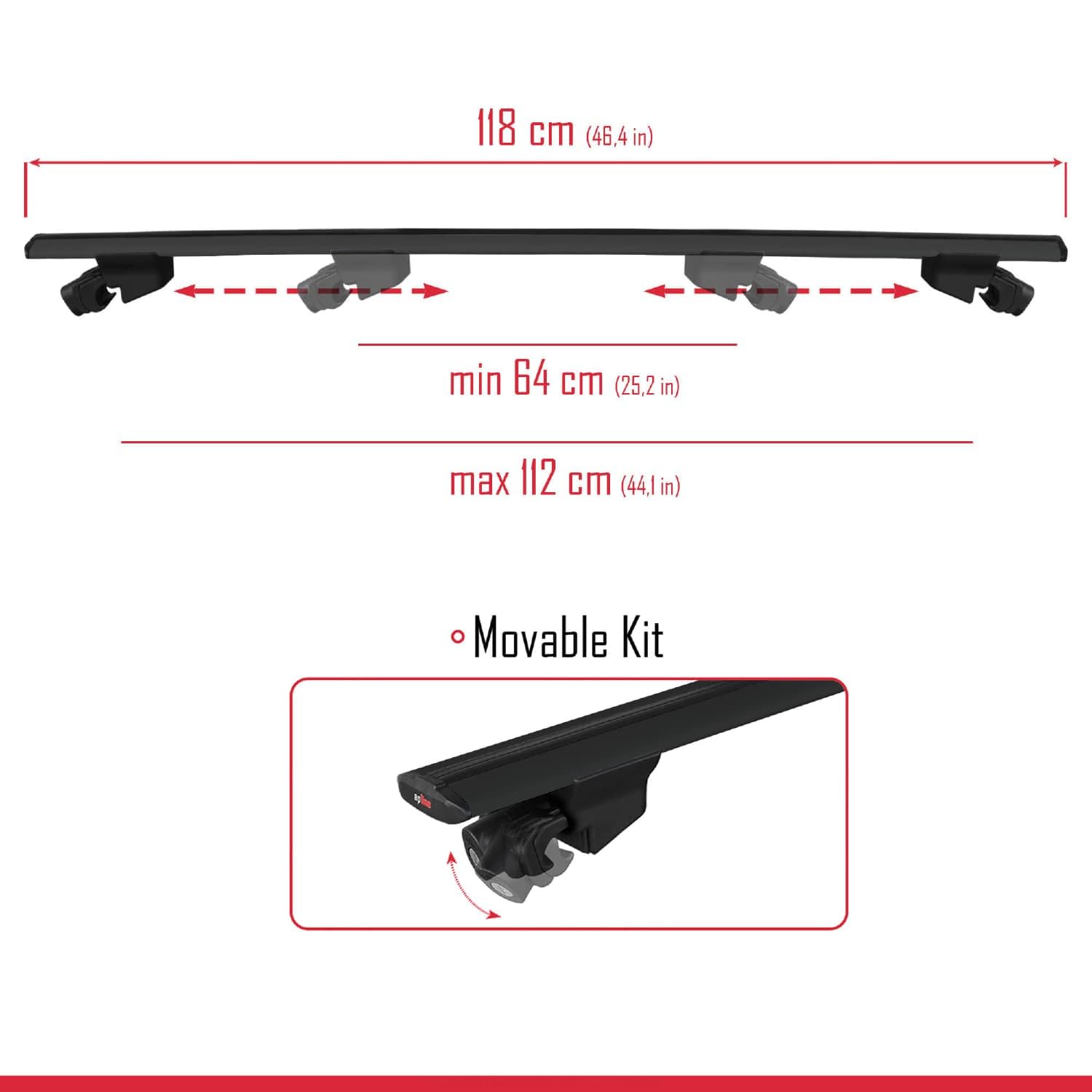 Compatible con Toyota Auris Touring Sport 2013-2023 Baca Hook portaequipajes con llave de aluminio negro