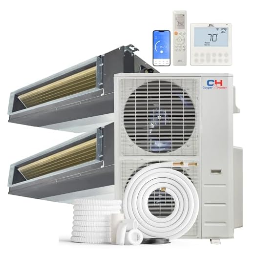 Dual Zone 18,000 + 24,000 BTU Concealed Duct Mini Split Air Conditioner and Heat Pump Full Set with 25ft Installation Kits