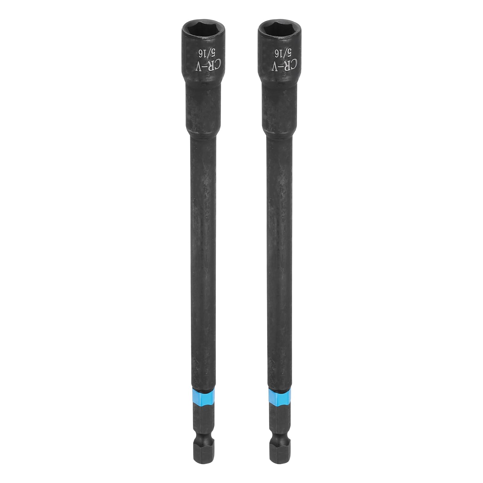 sourcing map 2pcs Nut Driver Drill Bit 5/16" Socket 1/4" Hex Shank 6" (150mm) Magnetic 6-Point Sockets Quick Change Cr-V Steel Bolt Setters for Power Drill Drivers