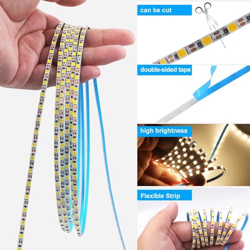 Tira LED 5V USB 2835 120 LEDs/m Luz Cálida 5M Flexible miniatura 4