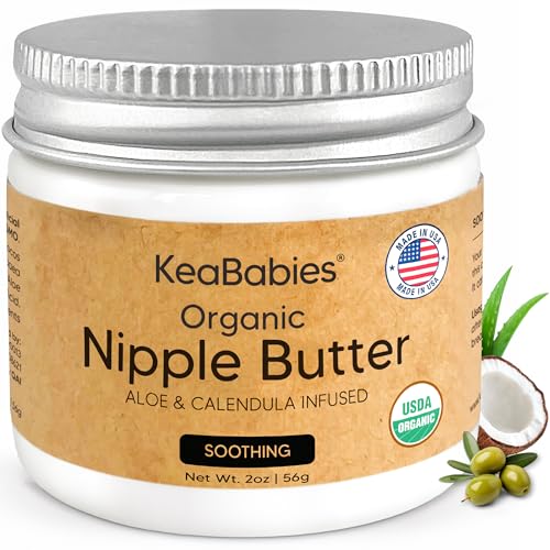 Image of Organic Nipple Butter for Cracked, Sore, Relief - Nursing Nipple Cream Safe for Breastfeeding, 100% Natural Clean Breast Cream, Non Lanolin Balm, Mom Postpartum Breastfeeding Essentials,2oz (Soothing)