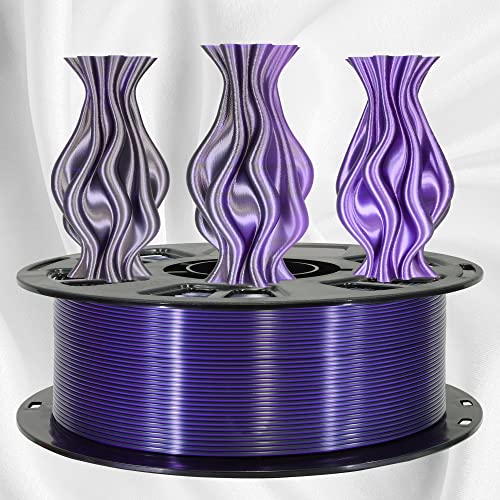Image of MIKA3D 1.75mm Silk Shiny Purple Black PLA Dual Color Co-Extrusion 3D Filament, 2 Colors in 1 3D Filament, 1KG 3D Printing Material with Bicolor Dichromatic 2 Silk Shiny Colors, Widely Fit 3D Printers