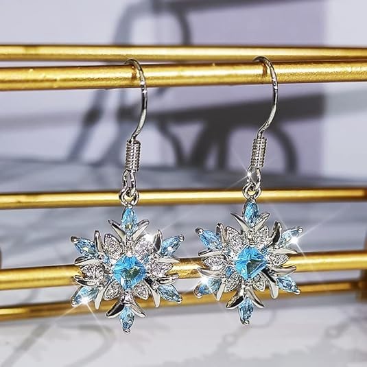 RUIZHEN Crystal Snowflake Earrings Necklace Set for Women Winter Sparkle Snowflake Jewelry Set - Image 3