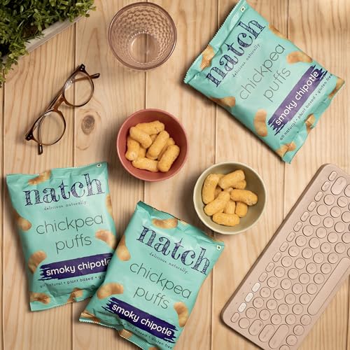 Image of Natch Chickpea Protein Puffs, Healthy Snacks, Rich in Fiber, Not Fried Not Baked Gluten Free, Vegan, Trans Fat Free, Smoky Chipotle, 20g each (Pack of 6)