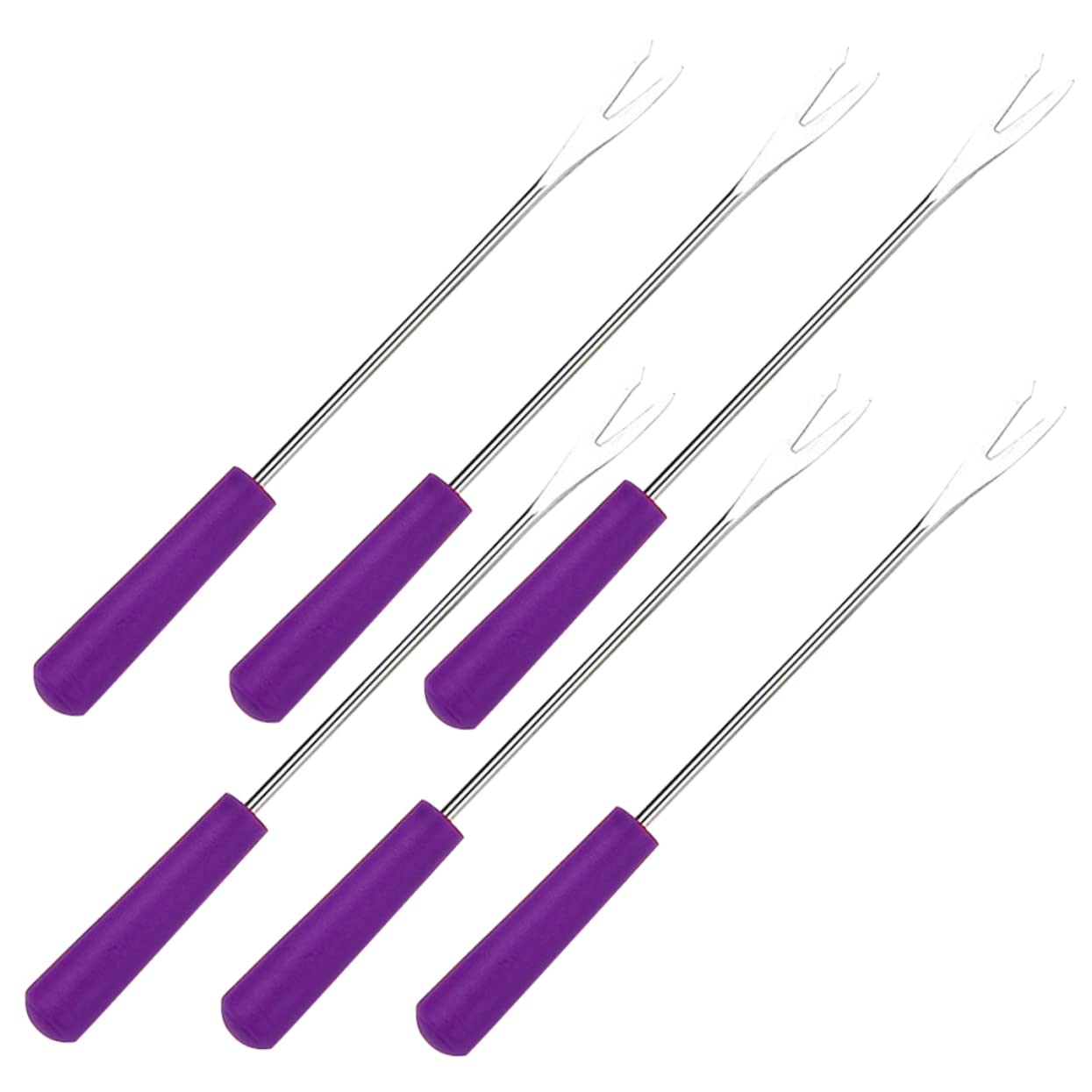 PRETYZOOM 30 Pcs Fruit Fork Barbecue Fork Chocolate Fountain Fork Dessert Forks Sausage Hot Pot Anti-scald Forks Sago Palm Sago Mini Multipurpose Stainless Steel Olives Purple