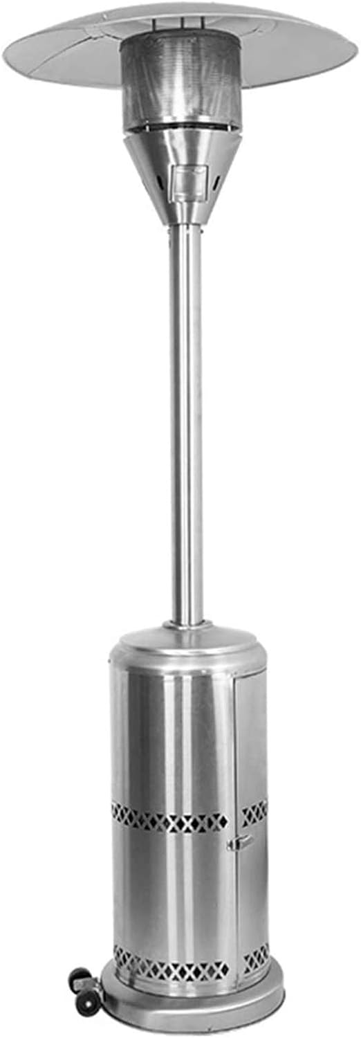 AIZYR Outdoor Gas Heater, Freestanding Stainless Steel Heater with Heater Cover and 3 Heat Settings for Hotels, Patio, Garden