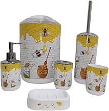 طقم إكسسوارات حمام على شكل نحلة 6 قطع اصفر