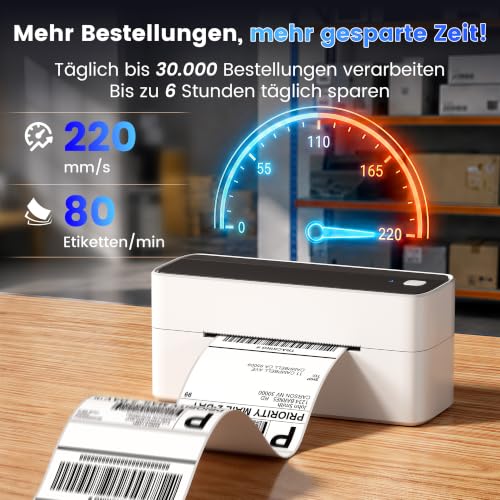 Image of Phomemo High-Speed Shipping Label Printer 220mm /s - 4X6 Wireless Thermal Label Printer for Small Business, Compatible with iPhone, Android, Shopify, Amazon, USPS, Black