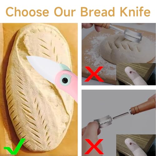 CSLGDMAI Bread Scoring Blade,Sourdough Starter Kit,Bread Knife for Homemade Bread,Ceramic Foldable Sourdough Lame Scoring Tool (Pink) - Image 3