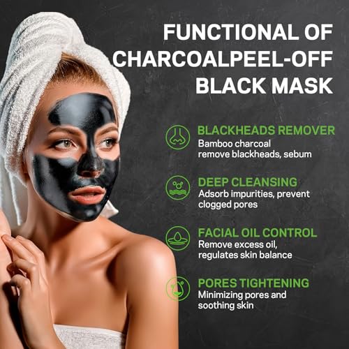 Blackhead Remover Mask, Charcoal Peel Off Face Mask Kit, (100g) Deep Pore Cleans,Oil Control, Blackheads Removal Peel Off Black Mask for Men & Women – Includes Brush,Extractor Tool - Image 5