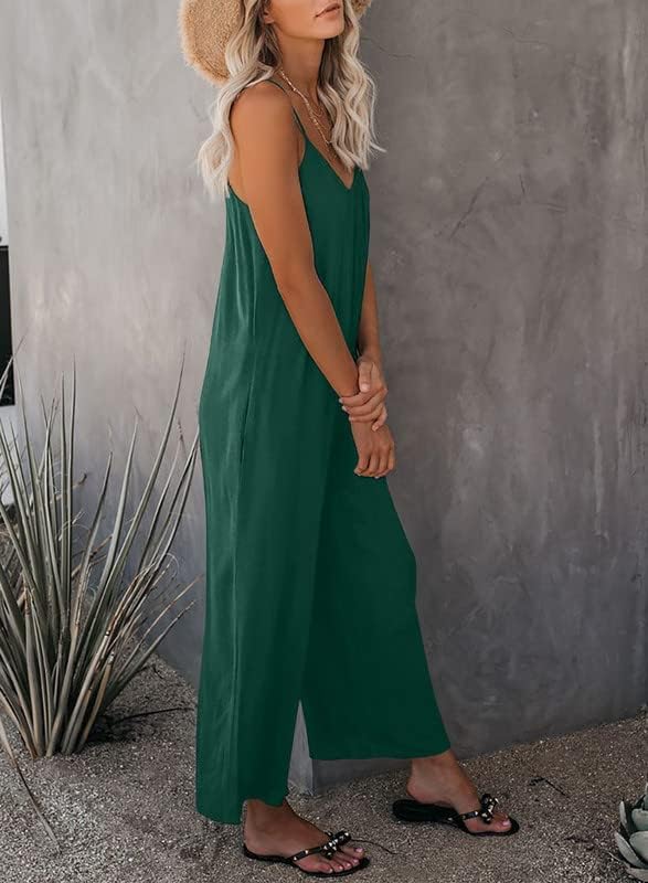 Dokotoo Women's Loose Jumpsuits for Women Adjustable Spaghetti Strap Stretchy Wide Leg Pant - Image 4