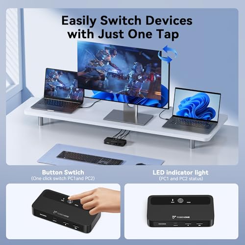 TobenONE USB C KVM Switch 1 Monitor 2 Computers 4K - image 6