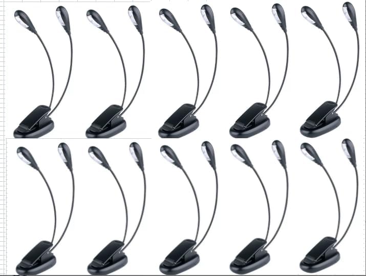 VZZNN 20 Pack Music Stand Light,Clip on LED Book Light for Piano Guitar Sheet Music,USB & AAA Battery Operated,4 Brightness Levels Dual Arm Reading Lamp for Musicians Orchestra Travel