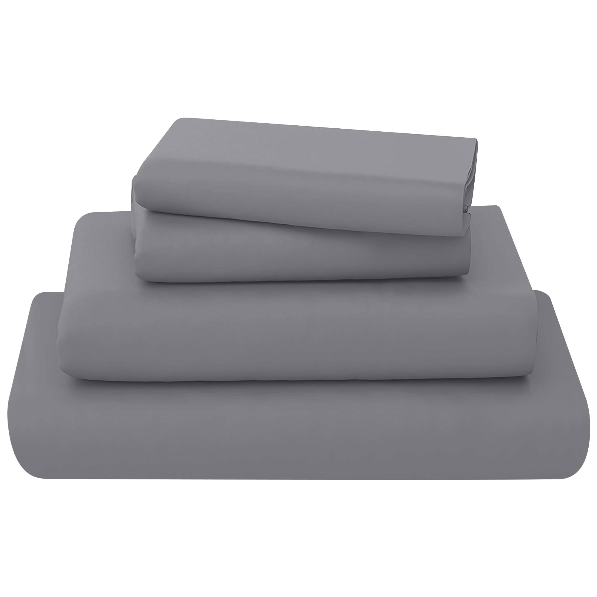 KOHSAR Grey Single Bed Sheet Set - 3 Pieces Poly Cotton Sheet Set Single Size Soft Wrinkle Resistant Bedding Set - Flat Sheet + Fitted Sheet + Pillowcase