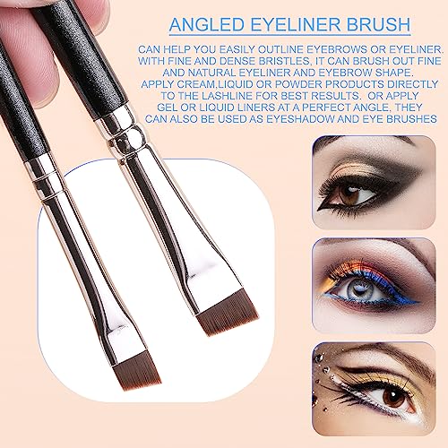 Kingmas Fine Angled Eyeliner Brush, Premium 7 Pieces Gel Eye Liner Makeup Brushes, Angled Flat Definer Ultra Thin Bent Pencil Point Eyeliner Brushes For Women Girls #TOP1