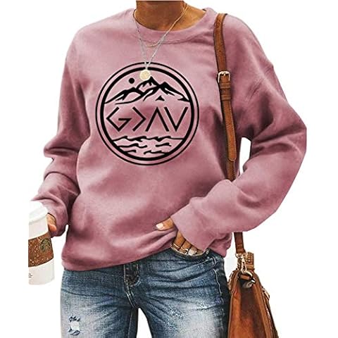 God is Greater Than The Highs and Lows Women Religion Christian Mountain Pullover Tops Outwear - pink - XX-Large Cover