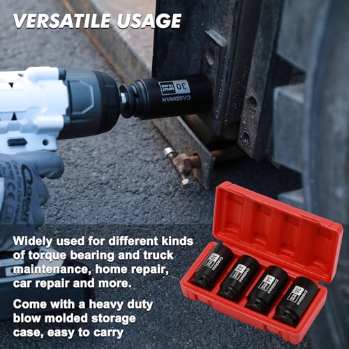 CASOMAN 4 Piece 1/2 Inch Drive Heavy Duty Impact Socket Set - Image 7