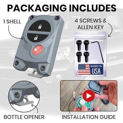 Image of for Toyota Key Fob Cover with Built-in Bottle Opener - Rugged Protective Shell for Tundra (2007-2017) & Tacoma (2005-2015) - Enhanced Grip & Durability - Key Fob Replacement Shell - Custom Colors