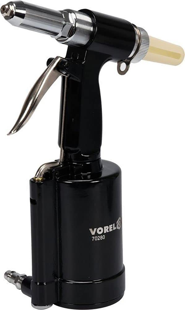 Vorel Pistola de remachado de aire comprimido, 2,4-4,8 mm, neumática, 4 boquillas, doble mordaza, para remaches de acero, acero inoxidable, aluminio, fuerza de presión: 720 kg/7060 N