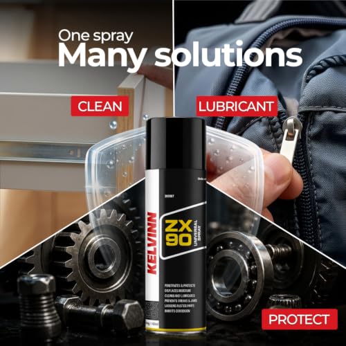 Image of KELVINN ZX90 Universal Spray 400ml, Multi Purpose Lubricant Rust Remover Metal Cleaner Surface Protector, Stops Squeaks Frees Stuck Parts Corrosion Protection for Home Automotive Industrial Use