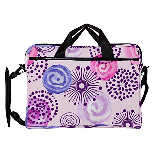Maletín para ordenador 14 a 15 pulgadas diseño flores moradas, acabado premium con bandolera 3