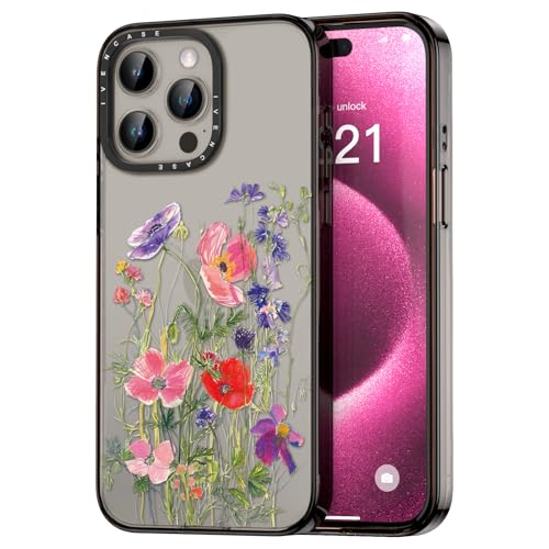 Coque iPhone 15 Pro Max fleurie ivencase coque mignonne transparente pour le quotidien