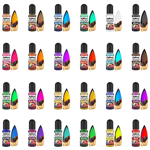 Epoxy-Resin-Pigment-24-Colors-Liquid-Translucent-Epoxy-Resin-Colorant-Highly-Concentrated-Epoxy-Resin-Dye-for-DIY-Jewelry-Making-Paint-Craft-6ml-Each-with-6-Colors-Resin-Glitter
