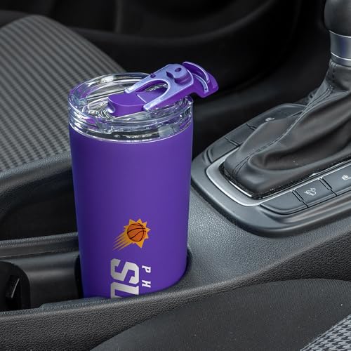 Image of Rico Industries NBA Basketball Phoenix Suns Purple 24oz Stainless Steel Tumbler with Lid and Dual Functioning Lid