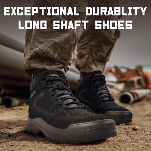 Image of Furuian Steel Toe Boots for Men Women Comfortable Lightweight Work Boots for Men Slip Resistant High Top Steel Toe Safety Shoes Puncture Proof Indestructible Construction Shoes