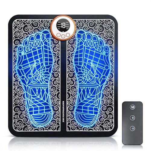 EMS Fußmassagegerät Elektrisches Fussmassagegerät mit 8 Massagemodi und 19 Intensitätsstufen Klappbarem und Tragbarem Design Fördert die Durchblutung und Lindert Muskelschmerzen Blue