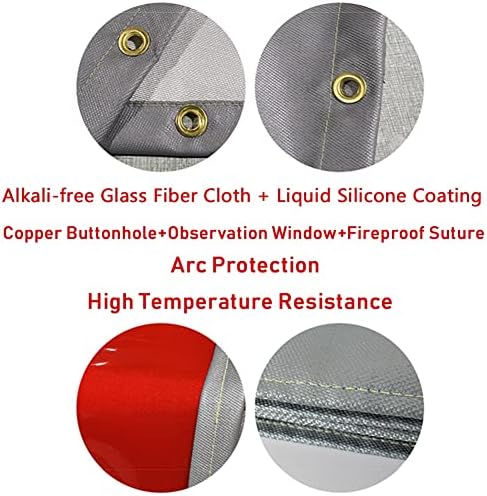 Fireproof Welding Curtain, Fiberglass Welding Screen with Copper Grommets, Spark Protection for Industrial & Home Use, 2x2.2m Heavy-Duty Welding Safety Curtain