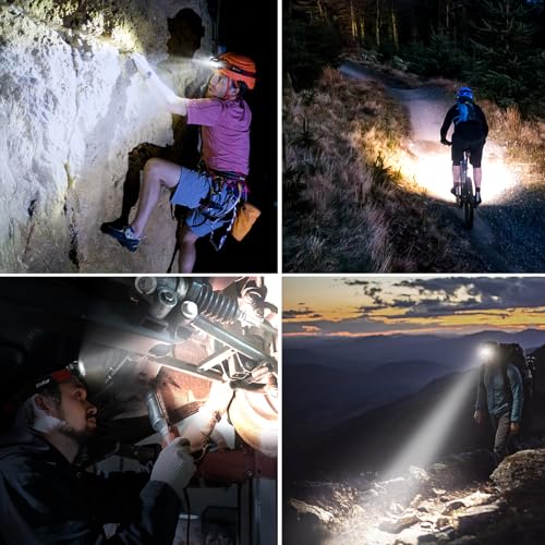 Blukar LED Stirnlampe Wiederaufladbar, Superhell Stufenlos Dimmbar Kopflampe mit 8 Lichtmodi, Sensor und Rotlicht, Leichtgewichtig Wasserdichte Mini Stirnlampe für Joggen, Campen, Angeln usw.