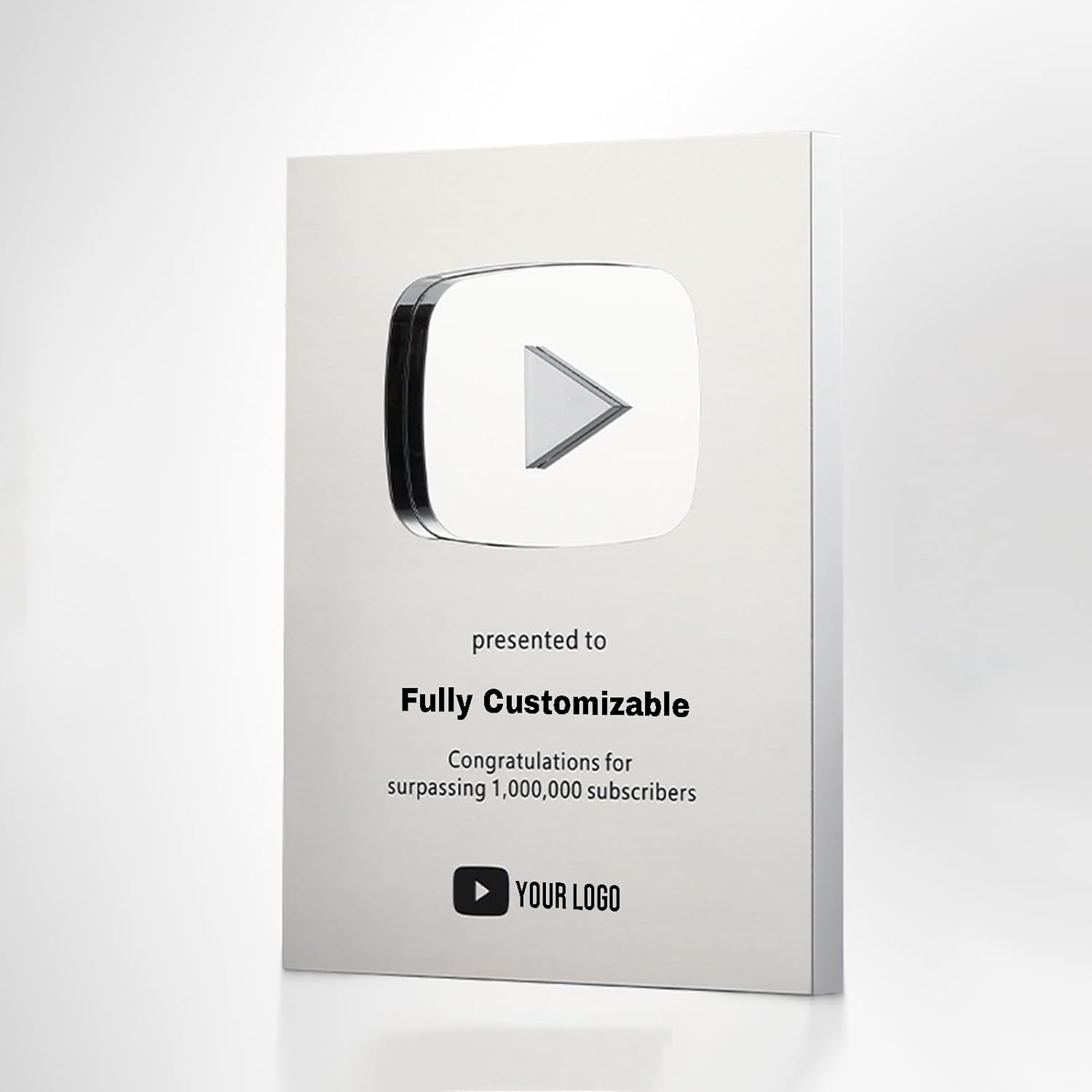 Custom Play Button Plaque, Personalized Aluminum Alloy Milestone Logo for YouTube Creators Subscriber Award Milestone Plaque