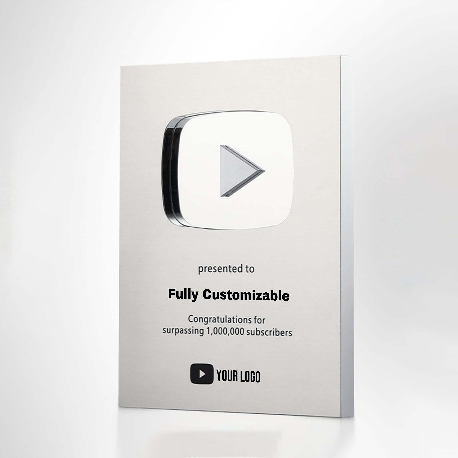 Custom Play Button Plaque, Personalized Aluminum Alloy Milestone Logo for YouTube Creators Subscriber Award Milestone Plaque