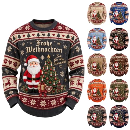 Mens Waffle Knit Shirt Santa Graphic Christmas Mens Christmas Shirt - image 1
