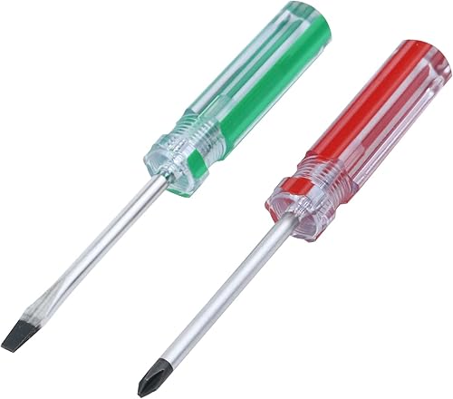 Antrader Juego de 2 destornilladores magnéticos, Phillips magnéticos de 0.197 in y puntas de cabeza plana con eje de acero de 3 pulgadas para