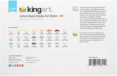Miniatura 9 de KINGART Juego de barras de gel pastel, pigmentos de artista, 24 colores únicos, solubles en agua, cremosos e inodoros, uso en papel, madera, lienzo