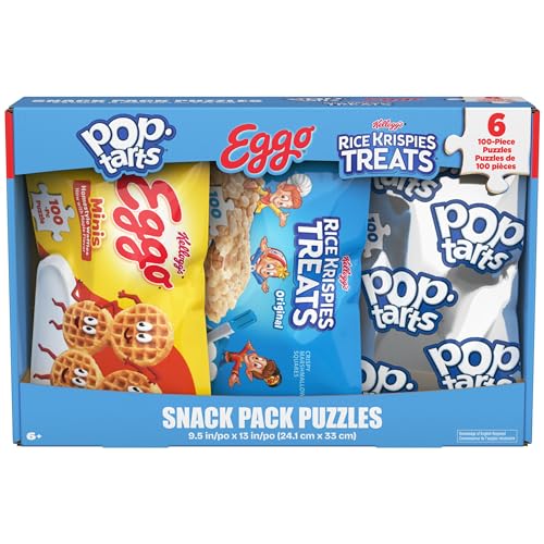 Spin Master Games, Snack Puzzles 6-Pack, 100 Pieces Each, Kids Puzzle, Eggo Waffles, Rice Krispies Treat & Pop Tarts, Preschool Toys for Girls & Boys, Easter Gift, Ages 6 & Up