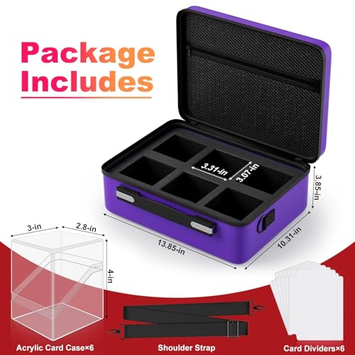 Image of Proijeut Card Deck Box with Portable Case, 6 Pack Clear Commander Deck Box with 6 Dividers, Holds 600+ Double Sleeved Cards, Fit for MTG, YuGiOh, TCG (Purple)