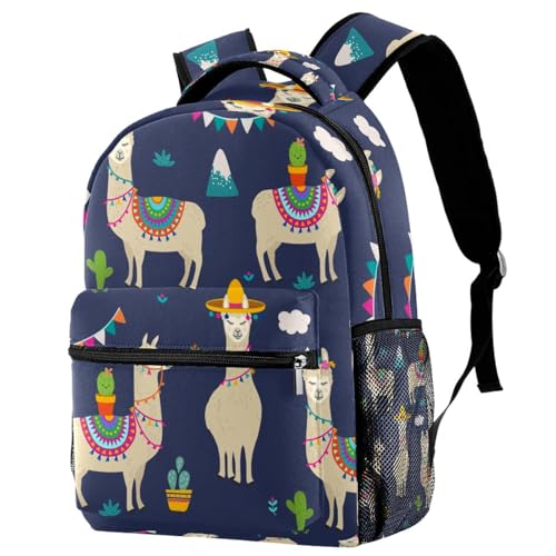 Sac de voyage décontracté et scolaire avec motif alpaga pour femme et adolescent actif