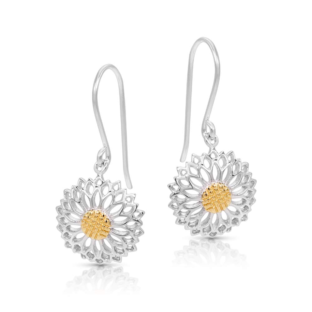 BLING BIJOUX JewelryBLING BIJOUX Golden Pollen Sunflower Earring Set, Never Rust 925 Sterling Silver Natural and Hypoallergenic Hooks For Women, Girls,Kids, Mother's Day Gift for Mom with Free Breathtaking Box
