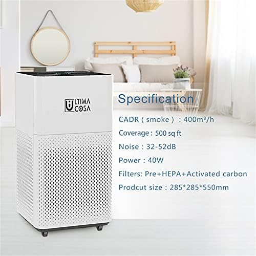 Ultima Cosa Aria Fresca 500 Air Purifier with specifications listed