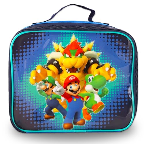 Super Mario Bros Mini Backpack and Lunch Box Set - Bundle with 11" Mario Backpack, Lunch Bag, Stickers, Bottle, More | Luigi School Supplies for Kids3