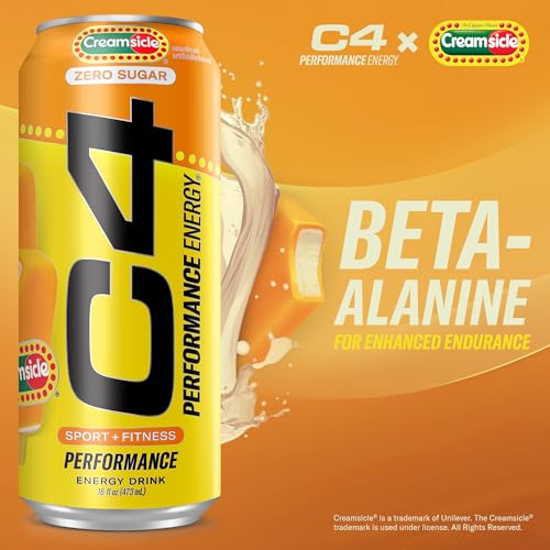 Image of Cellucor C4 Performance Energy Drink | Zero Sugar Carbonated Preworkout Energy 200mg Caffeine with Beta Alanine Orange Creamsicle 16 FL Oz (Pack of 24)