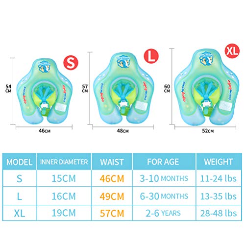 SHXKUAN Inflatable Baby Swim Float with Bottom Support Swimming Pool Accessories-Help Baby Learn to Kick and Swim (XL, Blue) - Thumbnail 3