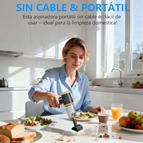 Miniatura 3 de Mini Aspiradora para Coche 15000 Pa – Aspiradora Portátil Inalámbrica de Mano y Soplete de Aire con 2 Filtros, Ideal para Coche, Sofá, Oficina, Mascotas y Hogar