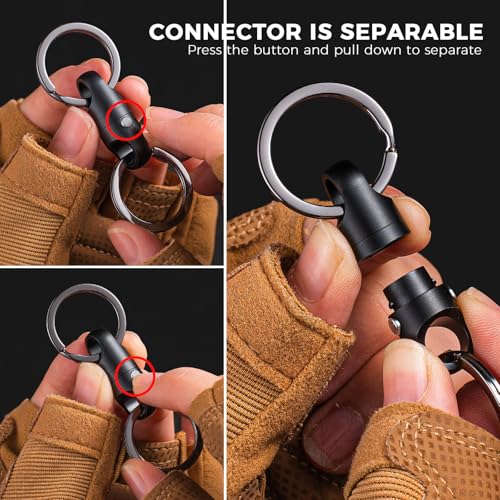 Image of FEGVE Strong Magnetic Quick Release Keychain with 2 /3″ D Ring for Car Key | Double Pin Lock, Anti-Lost Design, Auto Magnetic Absorption, 360 Swivel