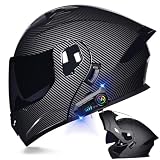 Dual-Flip Full-Face DOT-Certified Street Helmet Bluetooth Modular Motorcycle Helmet Built-in Dual Speakers and Microphone for Adult Men and Women Sizes M-XXL(I,Medium)