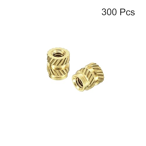 Miniatura 12 de uxcell Tuercas de inserción moleteadas, 120 piezas M2 x 0.118 in L x 0.138 in OD impresión 3D tuercas de latón roscadas hembra insertos de latón