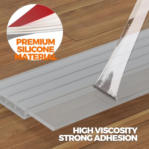 Image of Holikme Door Draft Stopper 2-Pack, Under Door Seal for Bottom Gap Filler | Strong Adhesive Silicone Weather Stripping Garage Window Blocker Cold Air, Door Sweep Save Energy, Transparent
